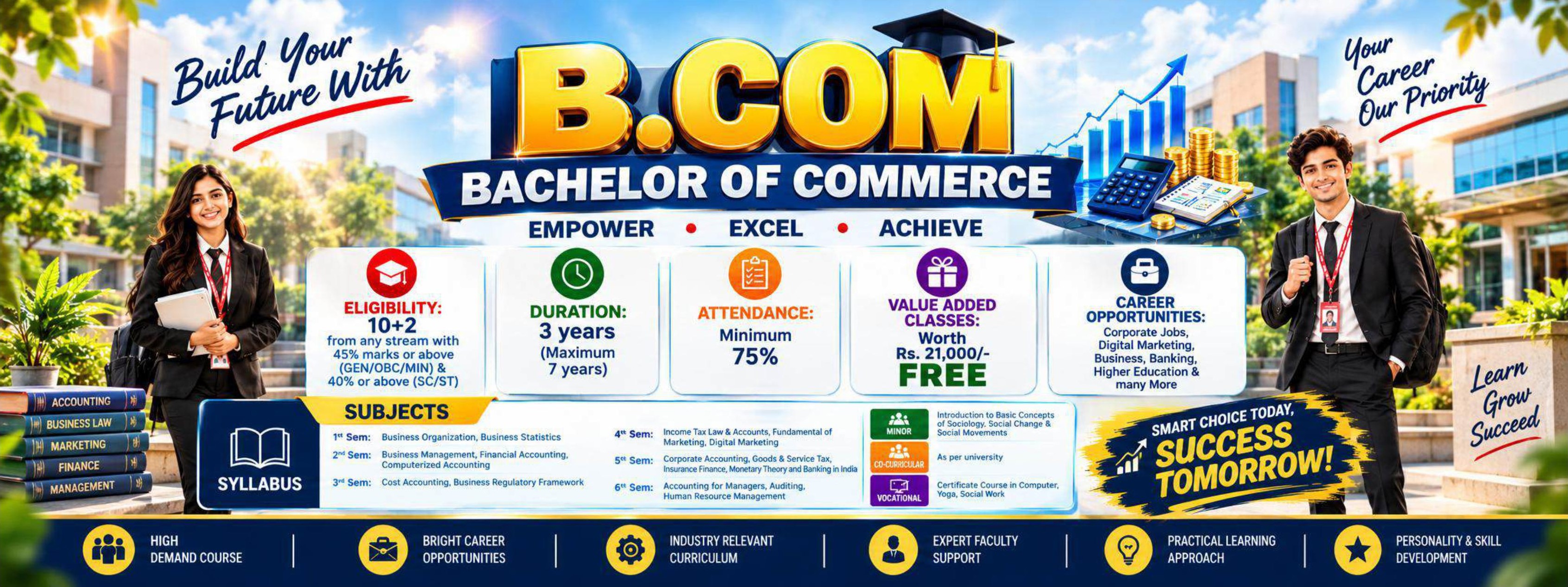 BCOM Admission Poster