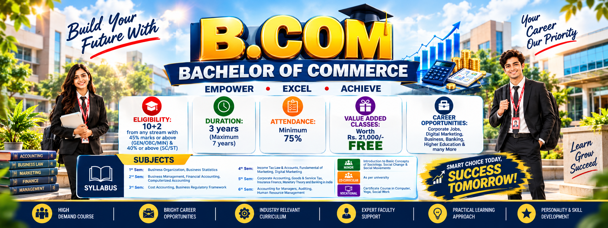 BCOM Admission Poster
